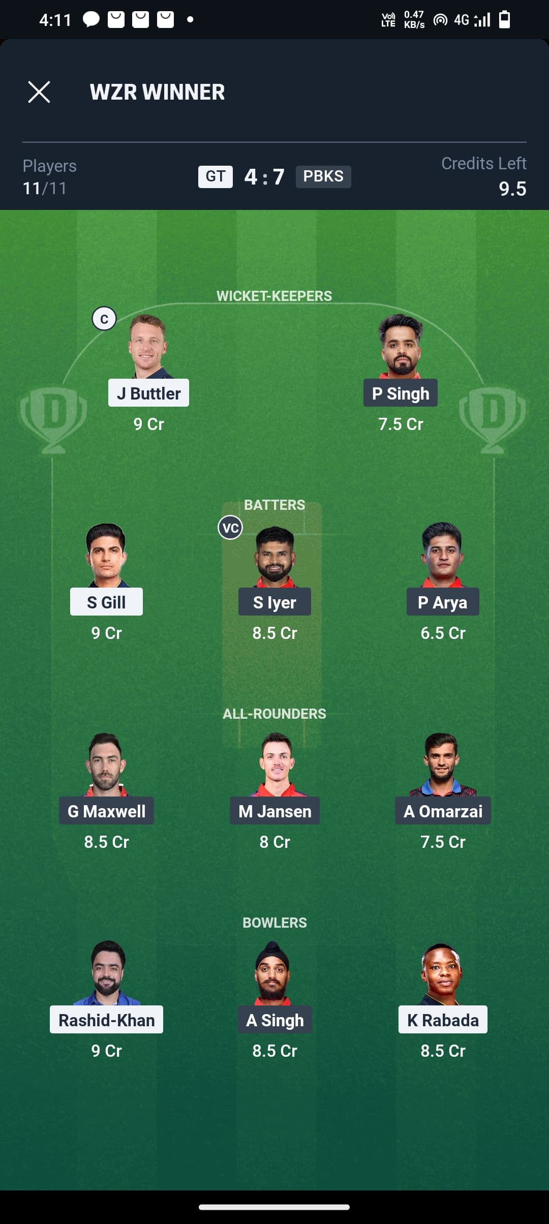 GT vs PBKS Dream11 Prediction