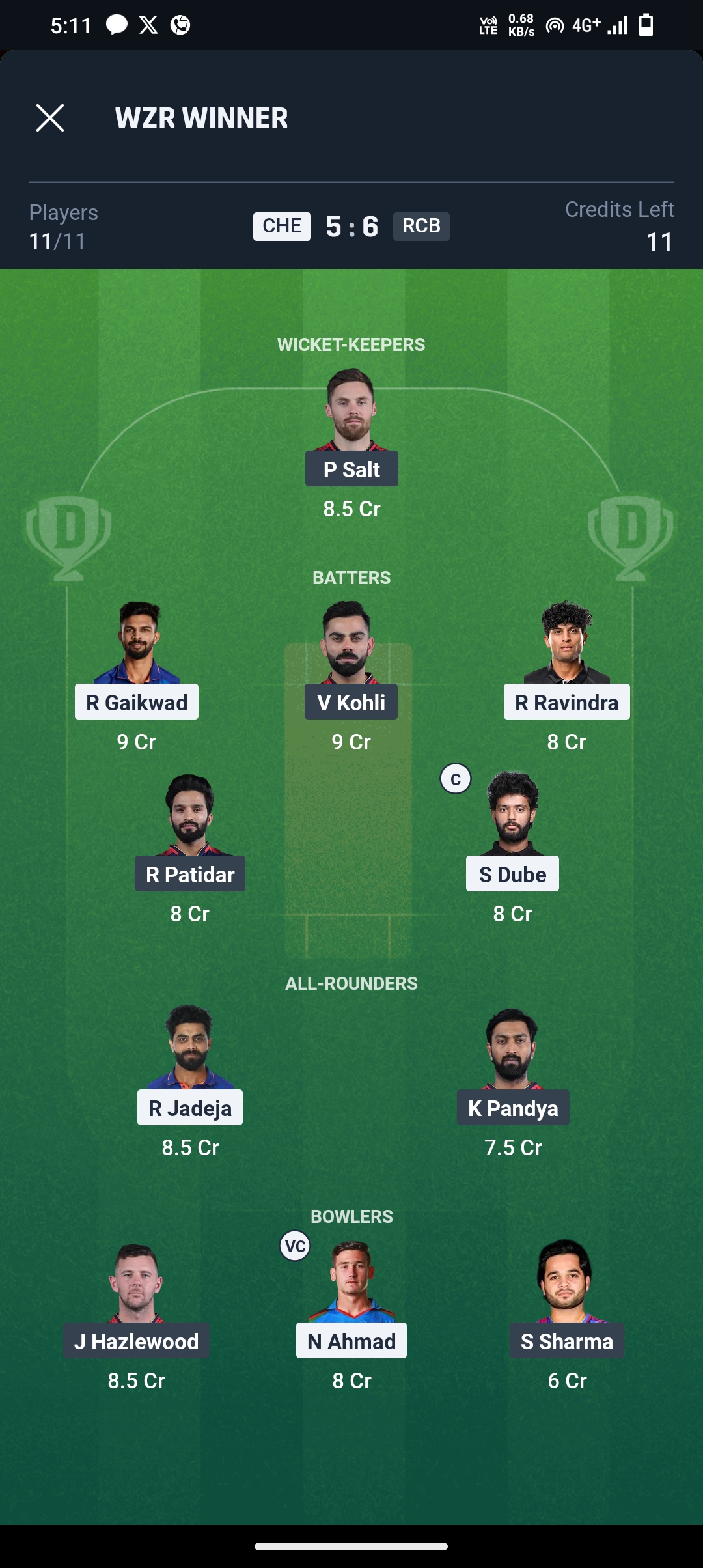 Csk vs Rcb Dream11