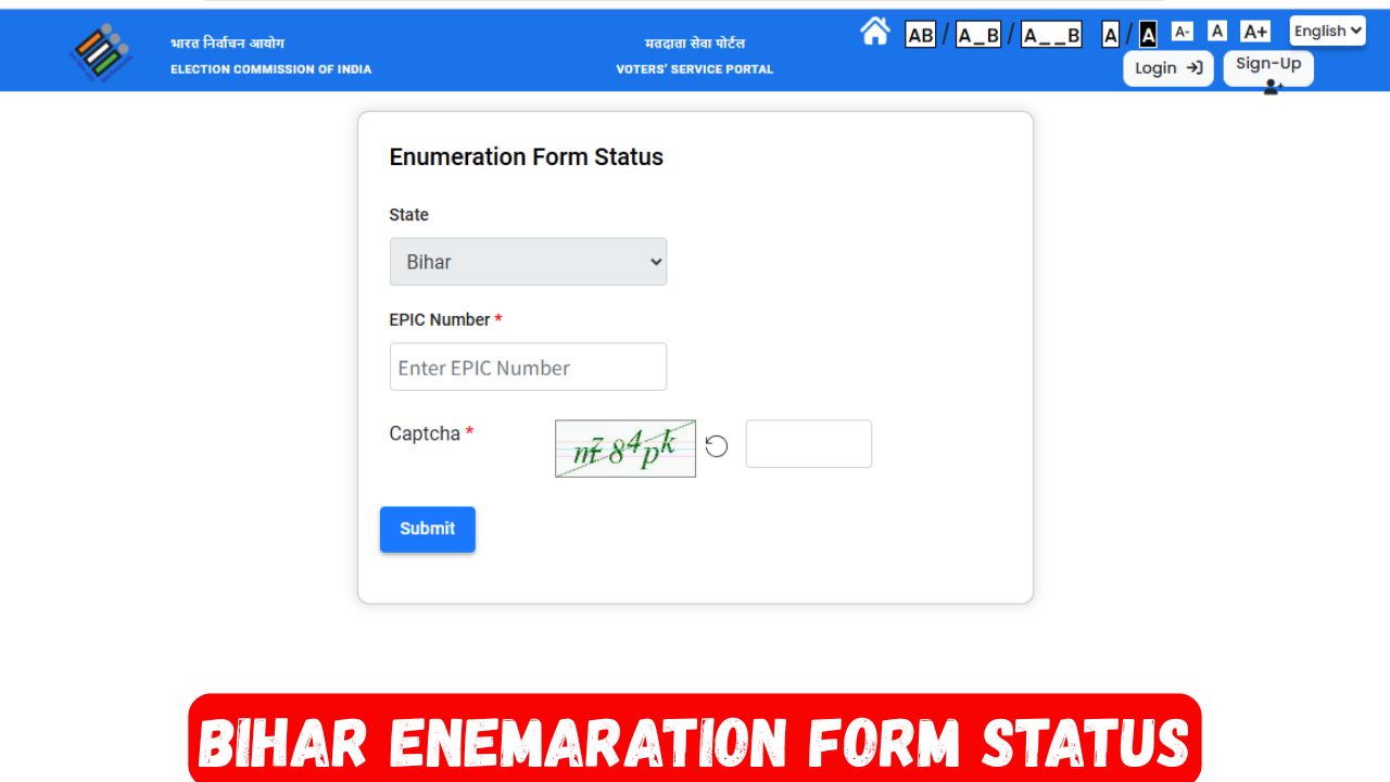 Bihar Voter Enumeration Form Status Check