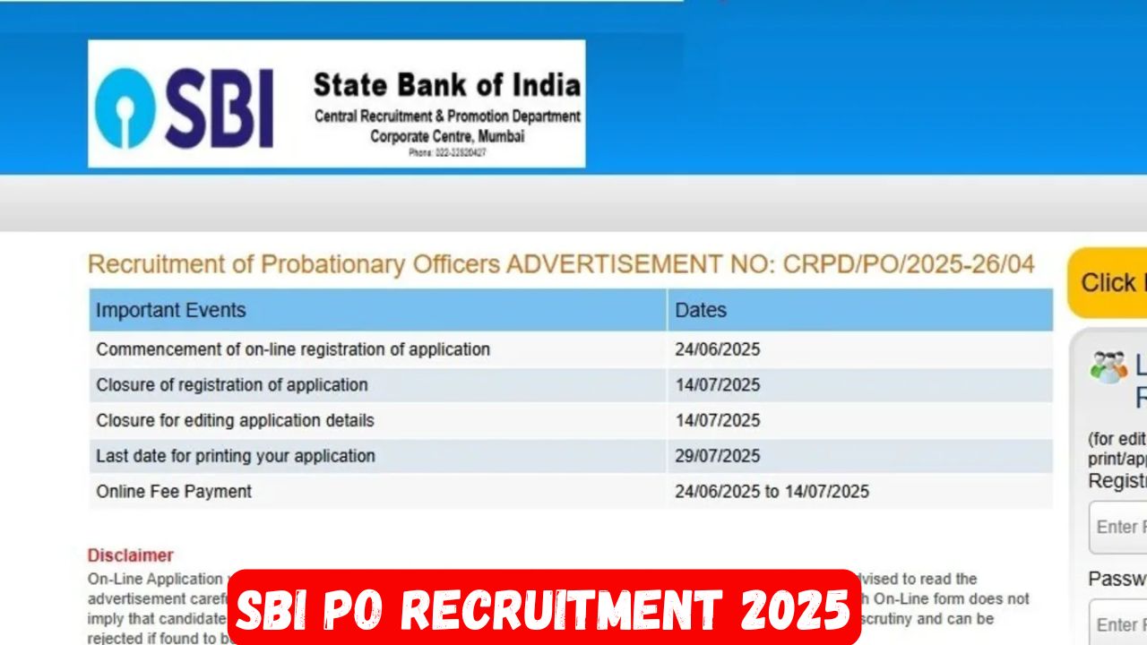 SBI PO Recruitment 2025