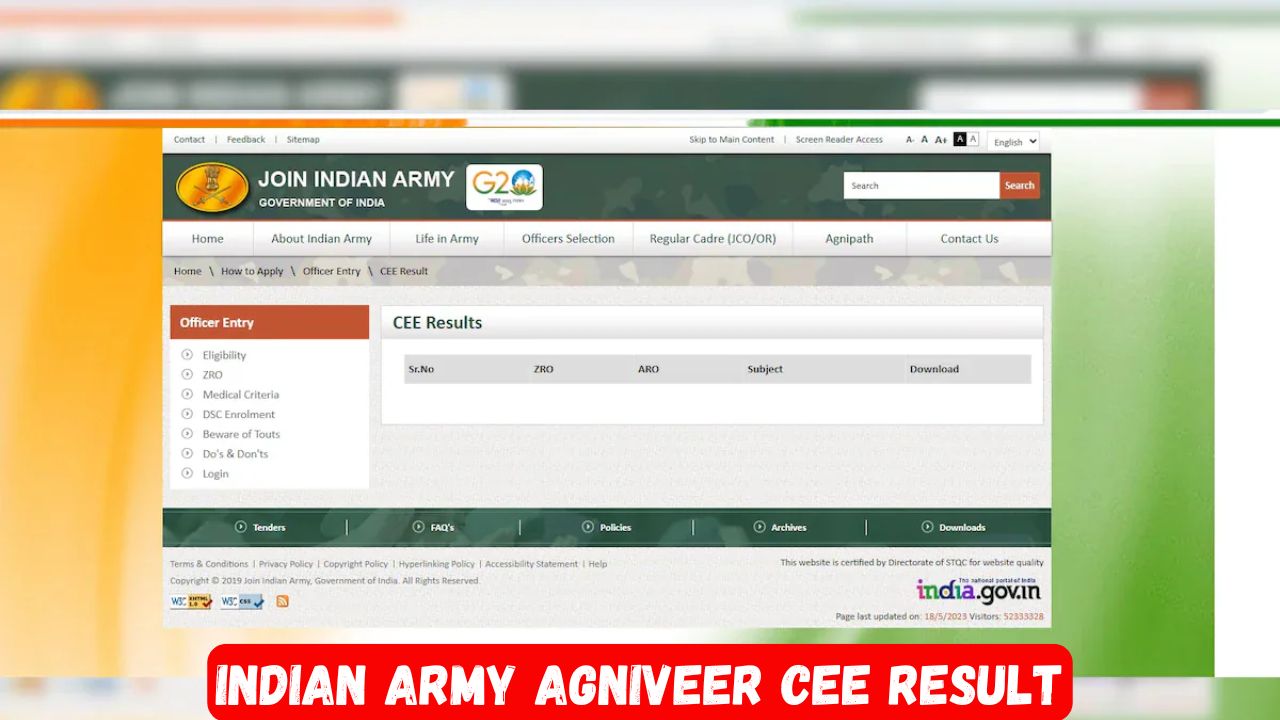 Indian Army Agniveer CEE Result