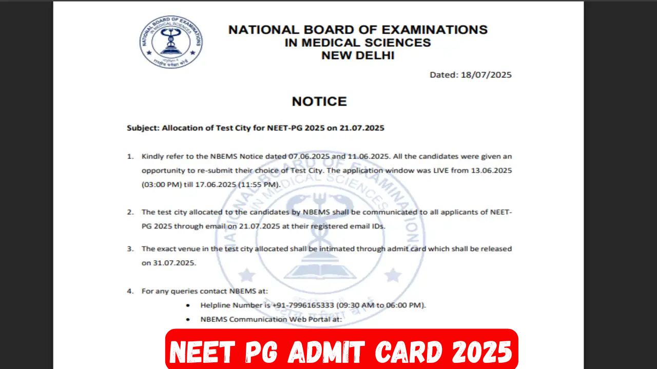 NEET PG Admit Card 2025